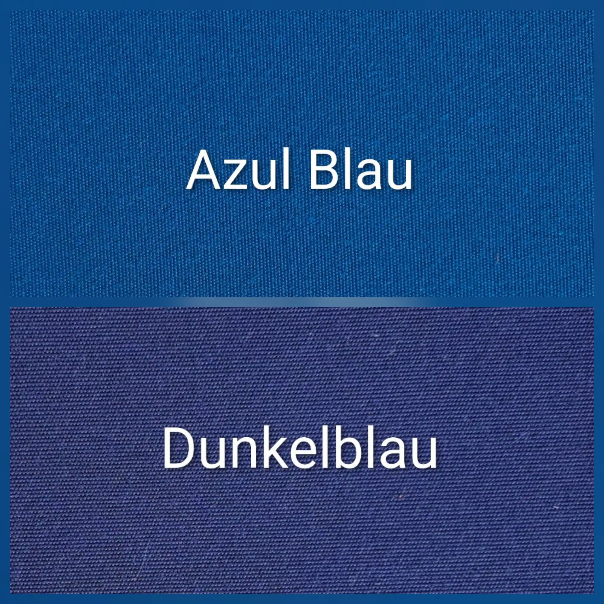 Farbkarte für Sporttaschen mit den Farbtönen Azul Blau und Dunkelblau