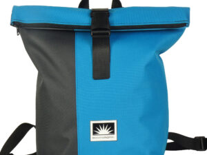 Großer BOOTSMANN-Rucksack aus Canvas in Anthrazit und Himmelblau, freigestellt
