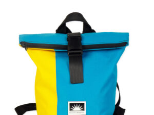 BOOTSMANN-Rucksack aus Canvas in Sonnengelb und Himmelblau, Größe S, freigestellt