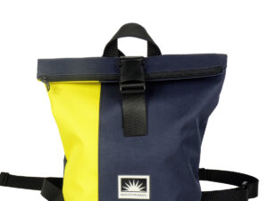 BOOTSMANN-Rucksack aus Canvas in Gelb und Navyblau, Größe S, freigestellt