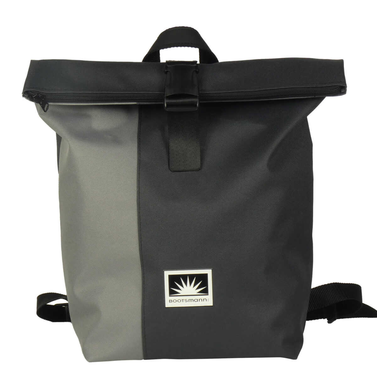 Großer BOOTSMANN-Rucksack aus Canvas in Grau und Anthrazit, freigestellt
