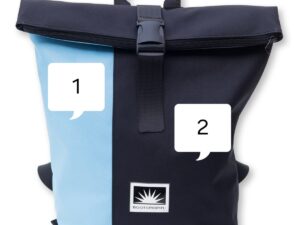 Freigestellter großer BOOTSMANN-Rucksack aus Canvas, Größe L, mit zwei farbigen Auswahlfeldern zur individuellen Farbkombination