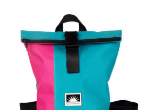 BOOTSMANN-Rucksack aus Canvas in Pink und Türkis, Größe S, freigestellt