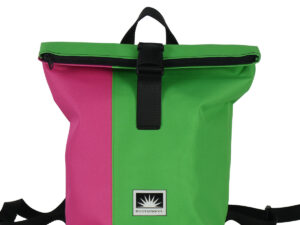 BOOTSMANN-Rucksack aus Canvas in Pink und Grasgrün, Größe M, freigestellt