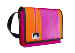 Laptoptasche 13 Zoll aus LKW-Plane in Pink Orange freigestellt